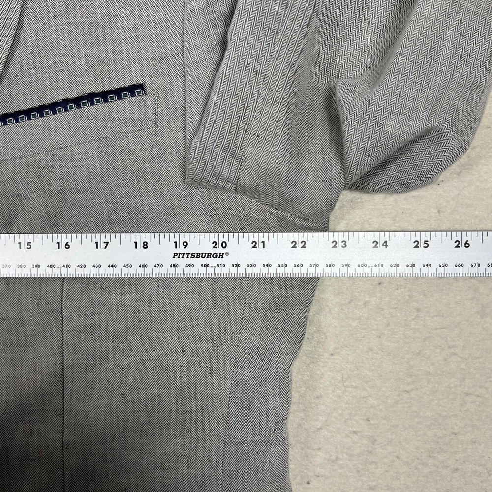 Ted Baker Herringbone‎ Blazer Mens 6 44L Sport Coat Tall Fit Gray Linen Cotton - Picture 11 of 14
